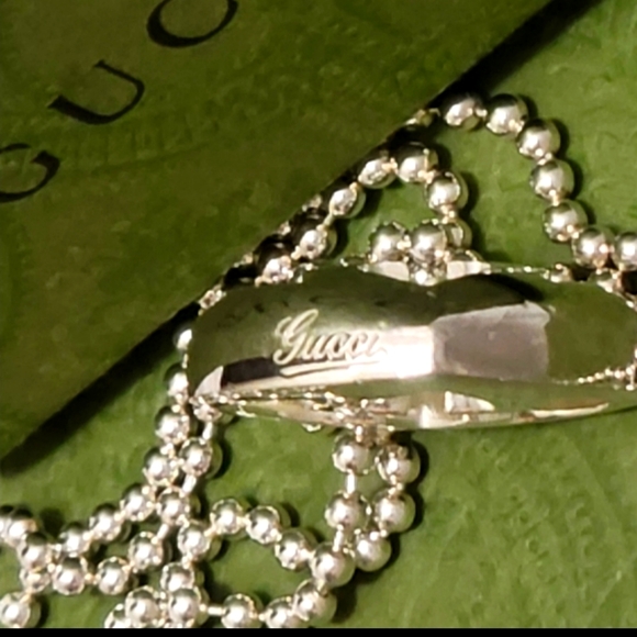 🎋Gucci Britt Heart Interlocking GG Pendant w/Beaded Chain - Picture 2 of 10